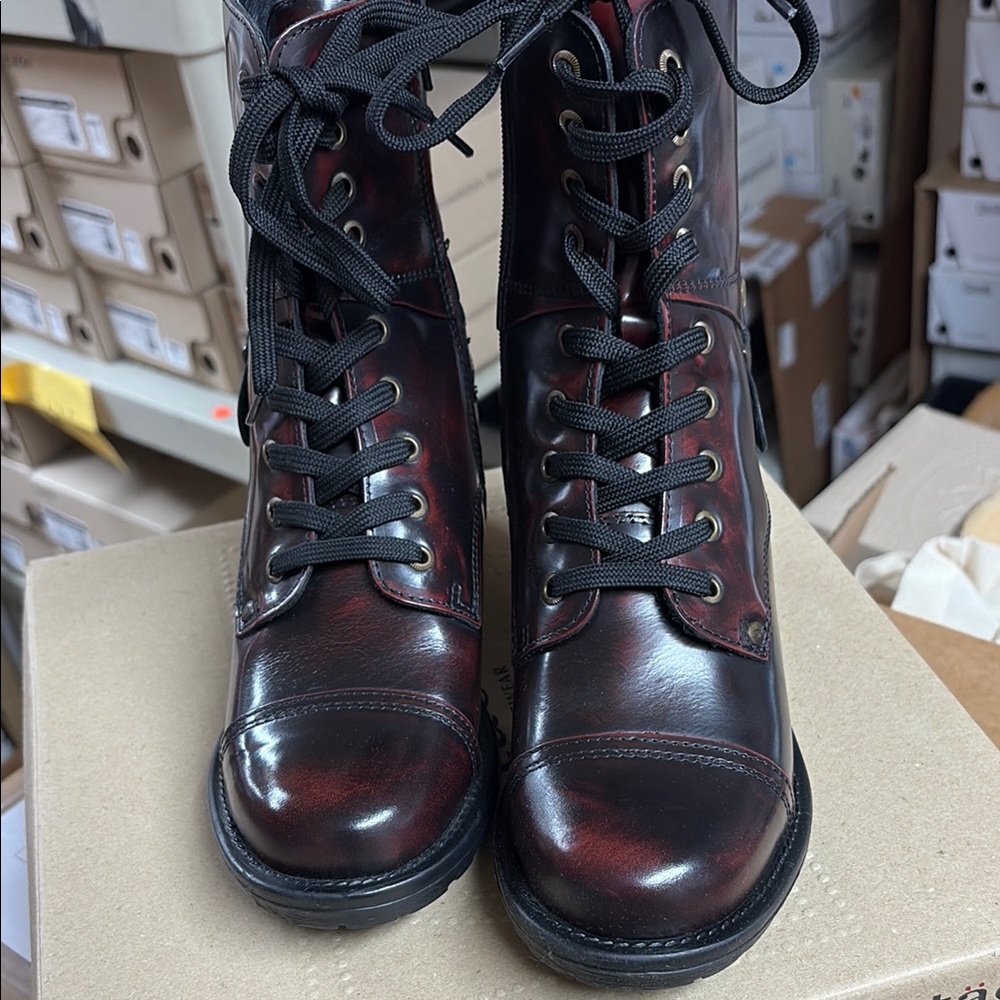Taos Footwear Women's Dark Red Combat Boots - Picture 3 of 4